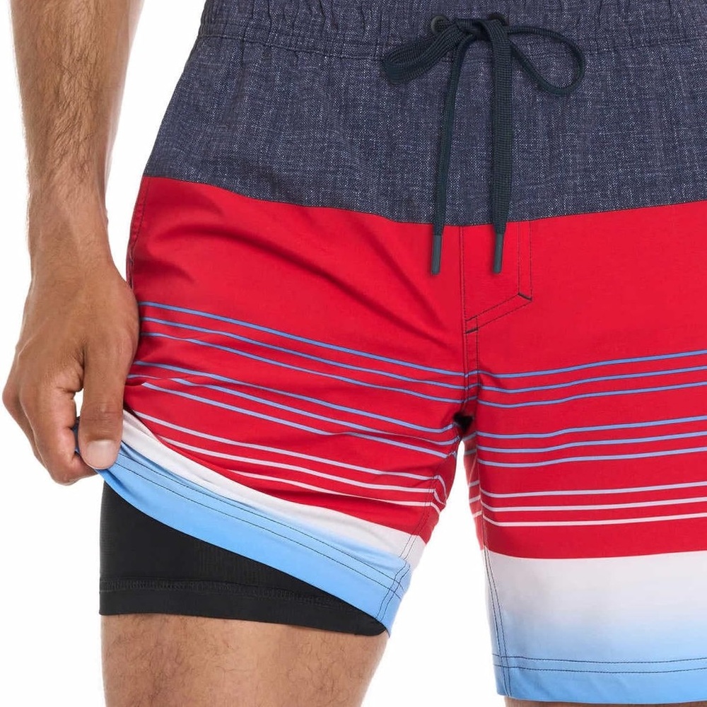 Hurley Men’s Swim Shorts - Multi Red/Blue - Size XXL